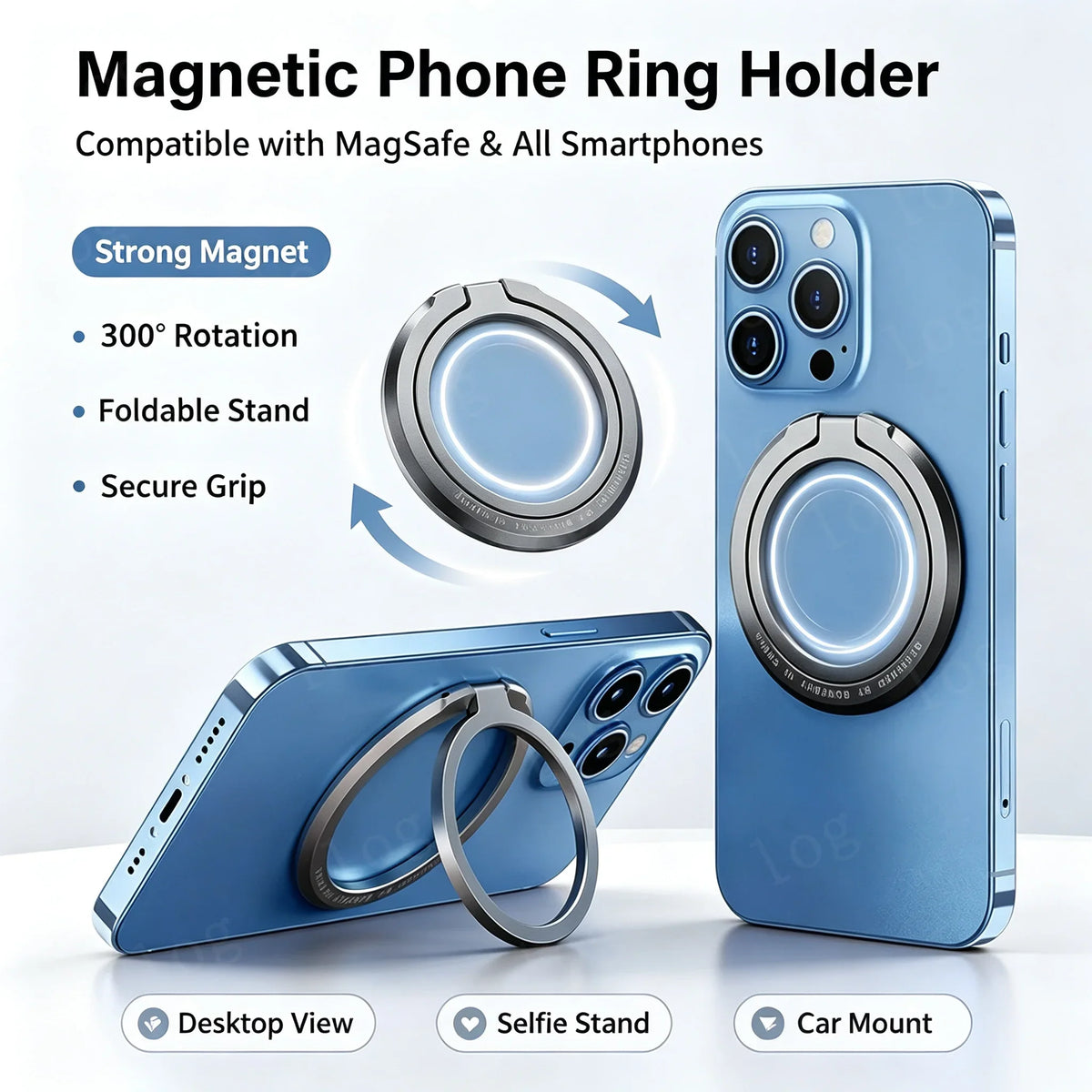 For MagSafe Magnetic Foldable Finger Ring Holder Stand Grip Mount for iPhone Android Smartphones