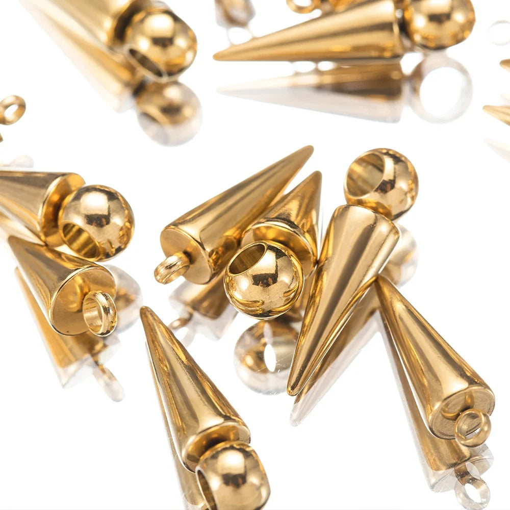 10pcs Stainless Steel Cone Pendants Retro Spike Pendants for DIY Jewelry Making Supplies