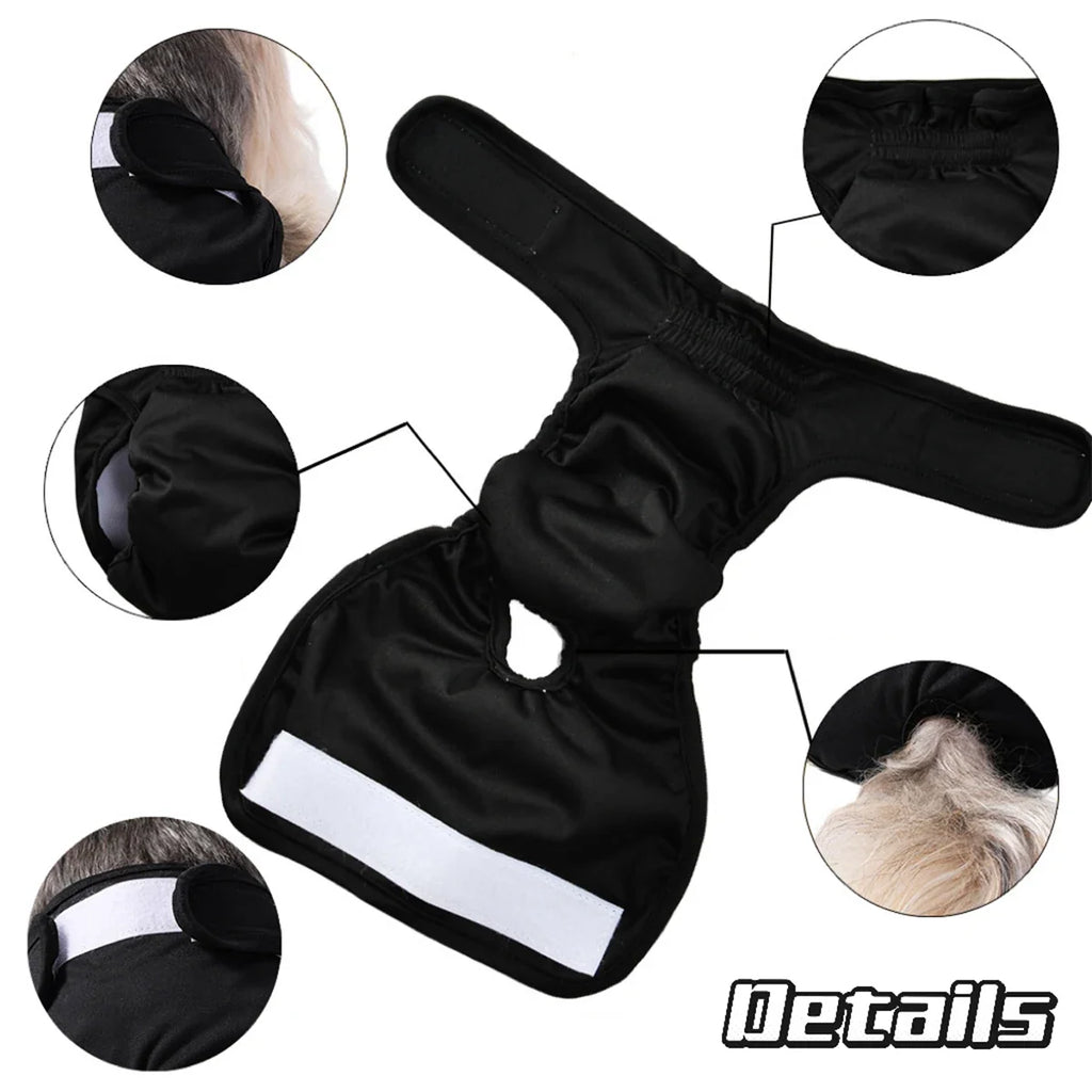 Washable Female Dog Diaper Adjustable Pet Physiological Pant Reusable Leakproof Pets Panties Diapers for Small Medium Large Dogs