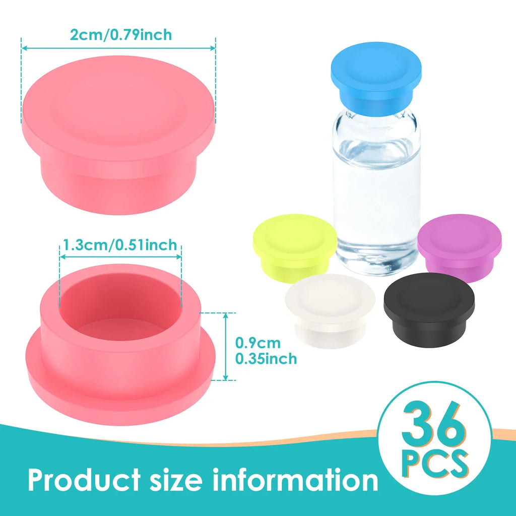 36Pcs Vial Cap 3ml Glass Vial Leak Proof Evaporation Proof Silicone Seal Cover for Lab Research Bottles Vials Opening Sealing