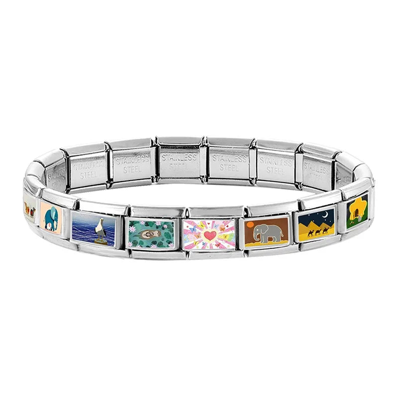 2026 Beautiful Blue Sea Sky Seagull Cat Butterfly Italian Charm Links Fit 9mm Stainless Steel Bracelet Jewelry DIY Making Gift
