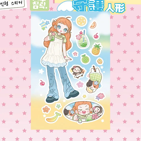 Cute Cartoon Girl Stickers Korea Anime Character Stickers Hand Account Phone Case Planner Diary Scrapbook DIY Decorative Sticker