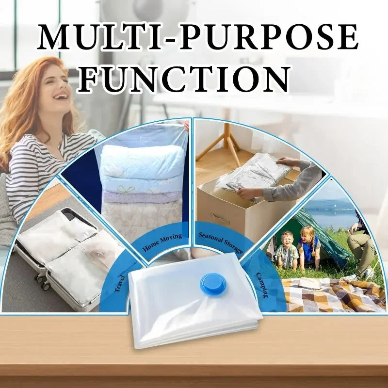 4Pcs Vacuum Storage Bags Vacuum Seal Bag Space Saving Bags for Comforters Clothes Pillow Bedding Blanket Storage or Hand Pump