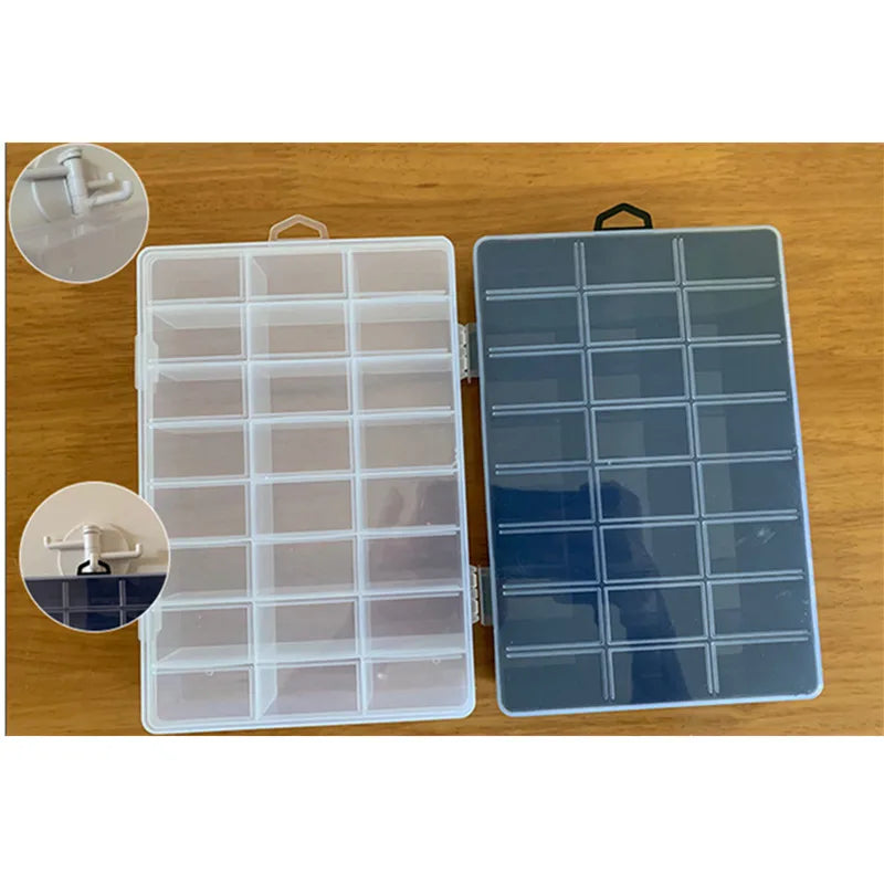24 Compartments Plastic Storage Box Jewelry Earring Beads Screw Accessories Classification Fixed Display Storage Box Organizer