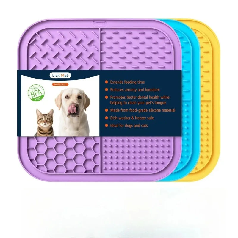 Pets Silicone Lick Mat for Dogs Cats Slow Food Plate Suction Cups Bathing Distraction Pets Sucker Food Training Feeder Supplies