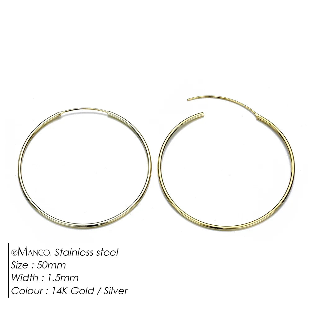 EMANCO Fashion Gold Size Circle Earrings Women's Jewelry Accessories Classic Stainless Steel Earrings Wholesale