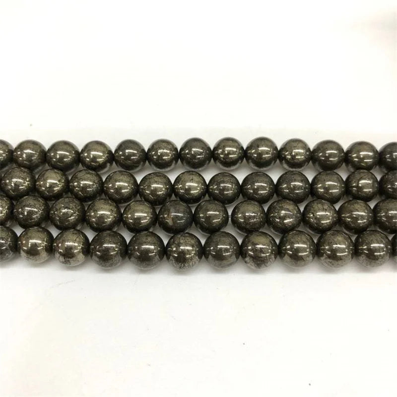 Natural Pyrite Beads Round Loose Spacer Stone Bead for Jewelry Making Supplies DIY Energy Healing Bracelets Accessory