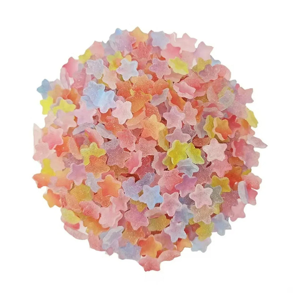 50pcs Slime Gradient Star Heart Nail Charms Mixed Candy Resin Charm Jelly Cabochon Mini Clay Polymer Slime Beads Nail Decoration