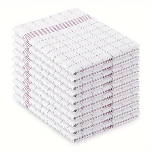 1/5/10pcs Classic Plaid Dish Towel Scouring Pad, Soft Large Size Kitchen Towel, Suitable for Bar and Kitchen Cleaning