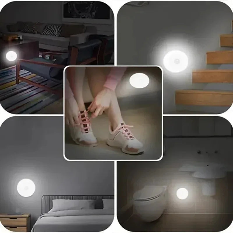 HPH LED Motion Sensor Light 3PCS USB Rechargeable Night Light for Kitchen Cabinet Wardrobe Staircase Closet Wireless Light
