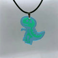 Vintage Black Dinosaur Enamal Pendant Necklace Goth Chain Cartoon Design Charm Choker Necklace for Women Kid HipHop Neck Jewelry