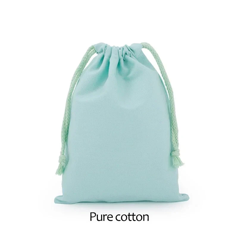 Cotton Cloth Gift Packaging Bag Drawstring Storage Bags White Canvas Bags for Candy Reusable Pouch Home Sundries Organize Sacks