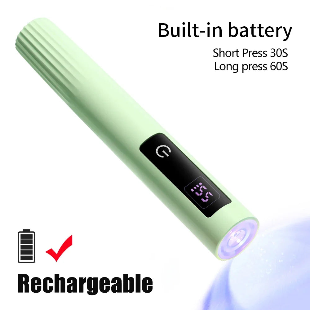 YIKOOLIN Mini Handheld UV Light Nail Lamp with Stand Handheld UV Light with Display for Gel Nail Rechargeable USB Nail Dryer