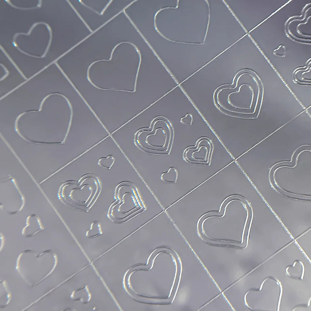 Multi Design French Nail Stickers Checkered Transparent Spray-painted Nail Art Stickers Heart-shaped Nails 3D Decorations Decals