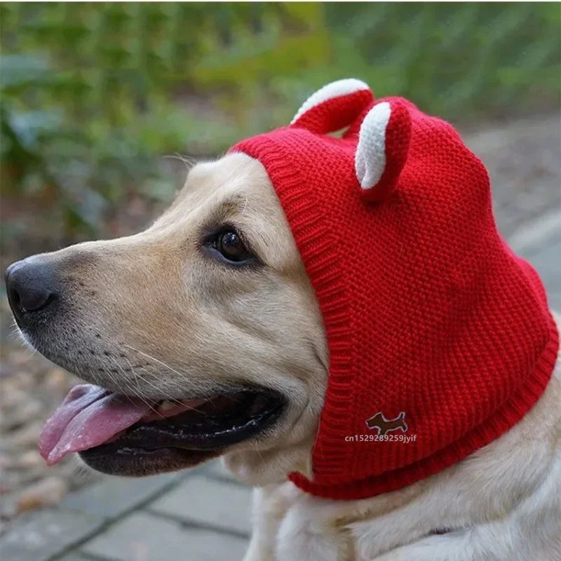 Quiet Dog Ear Muffs Noise Protection Pet Ears Covers Knitted Hat Anxiety Relief Winter Warm Earmuffs For Medium Large Dogs New