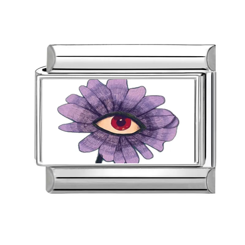 Wholesale 2026 Fashion Cute Cow Flowers Field Fish Bag Charm Italian Links Fit 9mm Bracelet Stainless Steel Making DIY Jewelry