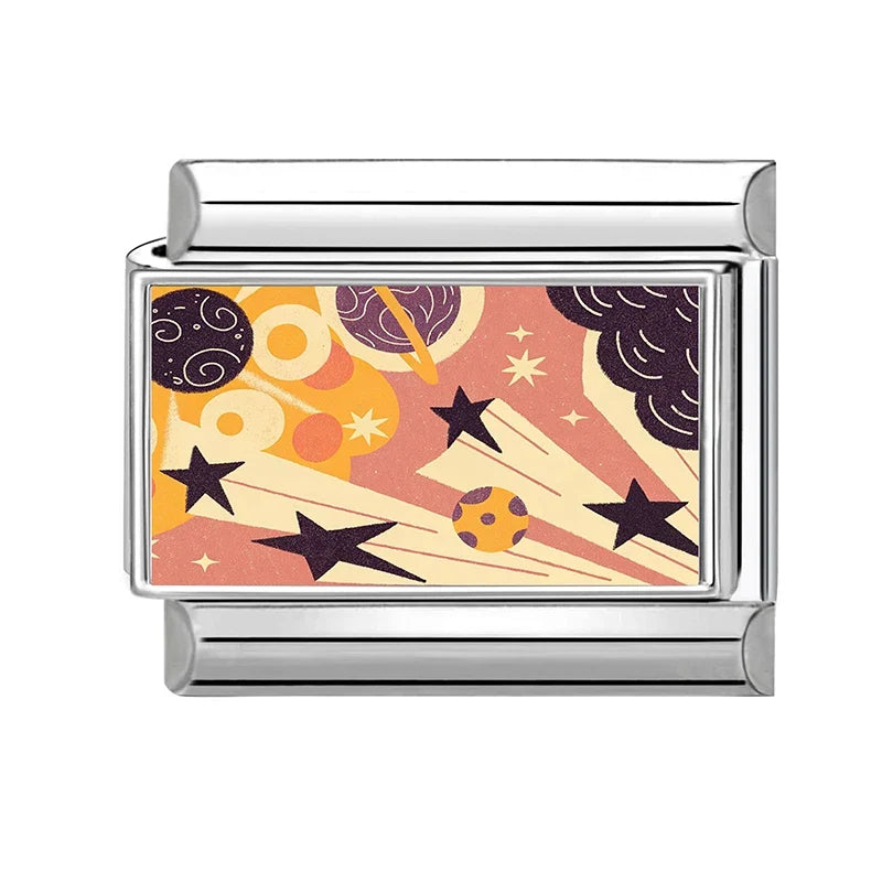 9mm Original Design Dream Transport the Stars Moon Seabeach Ships Stainless Steel Charm Italian Bracelet Link Making DIY Jewelry