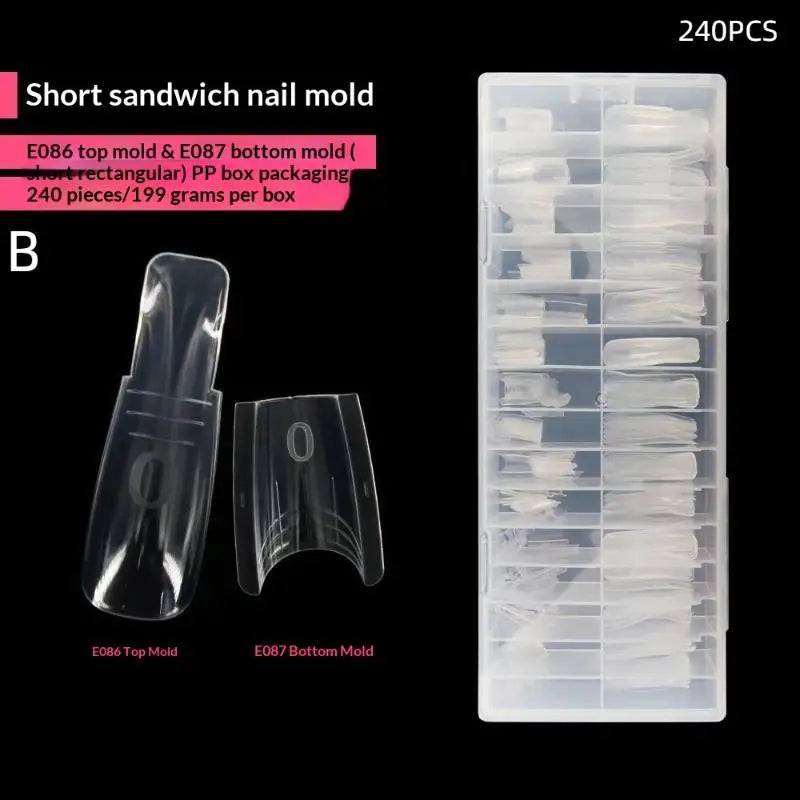 60/240/300 Pcs Sandwich Nail Forms 15 Size Oval Extension Dual Form No Paper Forms Needed For Easy Nail Extensions