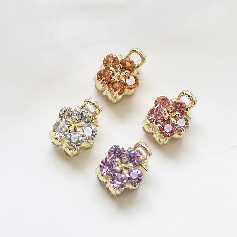 Mini Rhinestones Flower Hair Claw Clips  Non Slip Grip for Thick Hair Strong Hold Hair Jaw Clip Hair Accessories