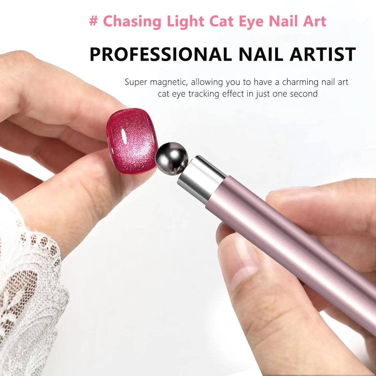 Nail Cat Eye Magnetic Ball With Nail Magnetic Stick Tool Set Double-head Strong Magnet Pen 3D Cat Eye Gel Nail Supplies