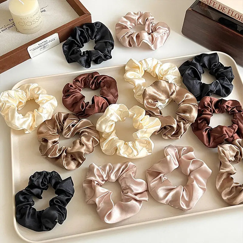 Satin Scrunchies Elastic Hair Bands For Frizz Prevention Satin Velvet Hair Ties Satin Hair Scrunchies Ponytail Holders