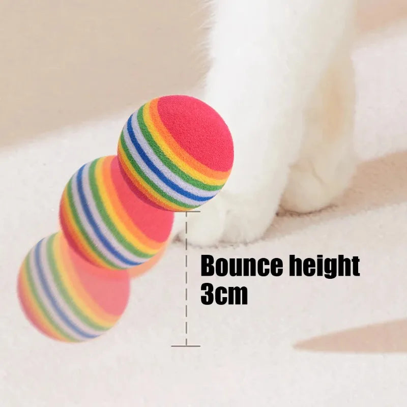50/10PCS Pet Toy Balls Interactive Rainbow EVA Balls Cat Dog Training Toys Soft Automatic Jumping Balls Pet Playing Supplies