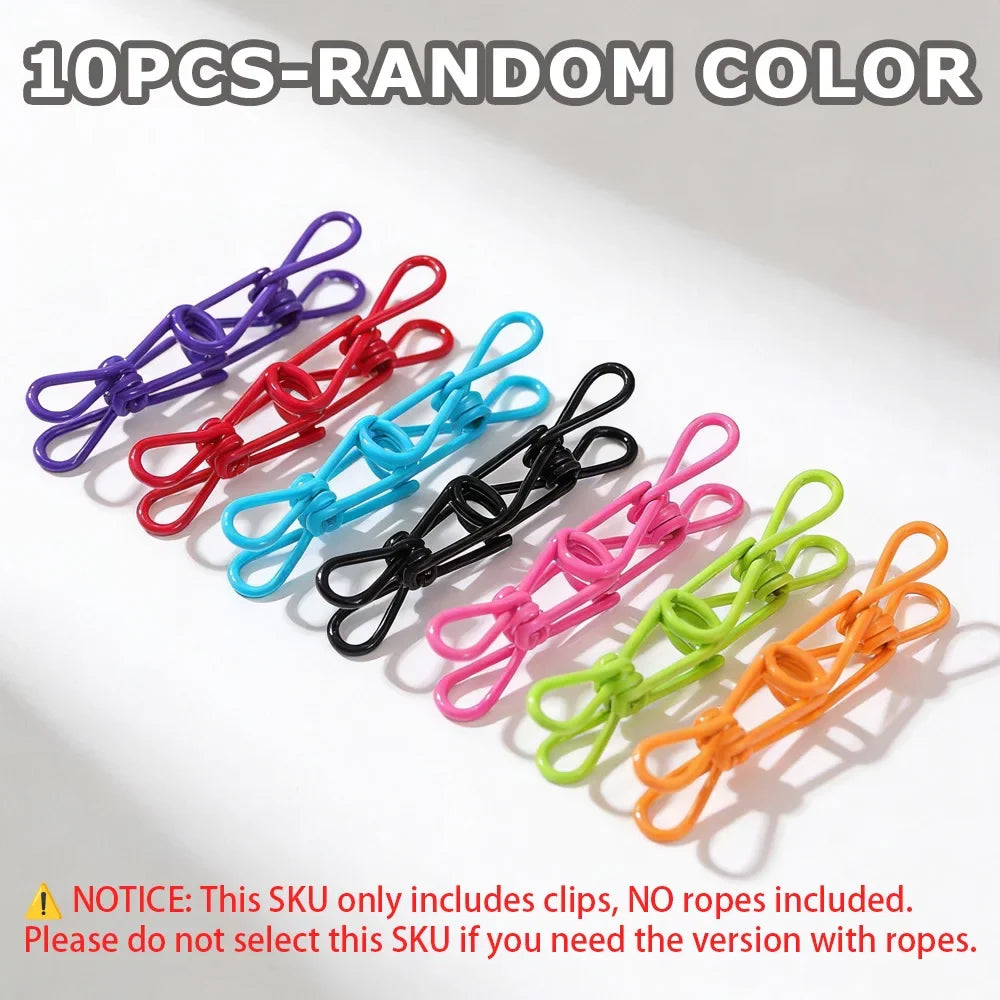 1.8 m portable elastic clothesline with 12 color clips, anti-slip, travel outdoor camping, windproof clothes drying rope