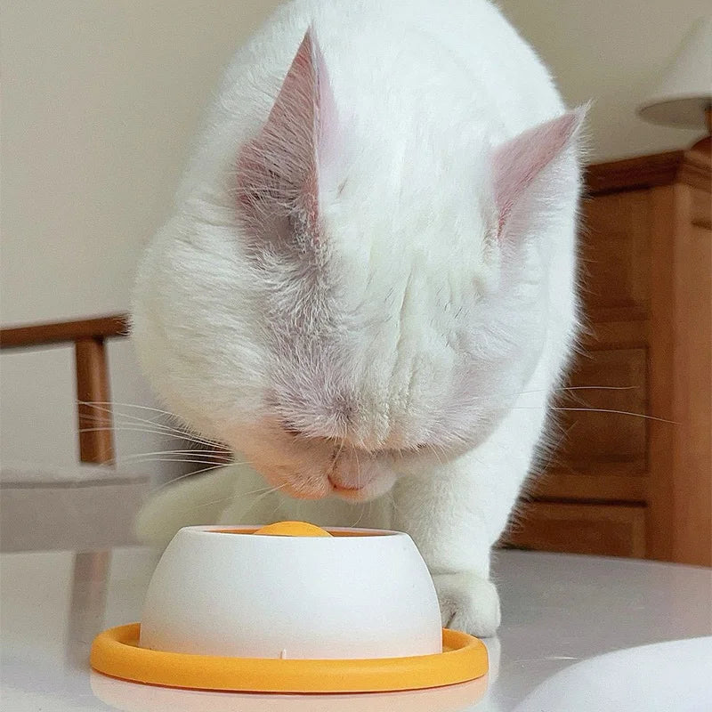 Cat Slow Feeder Bowl with Non-Slip Base Licking Mat & Chew-Proof Puzzle Toy for Boredom Relief and Fun Interactive Play