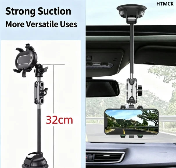 Universal Car Phone Mount Video Recording Magic Arm Suction Holder for Windshield Window Glass Vlog & Photography