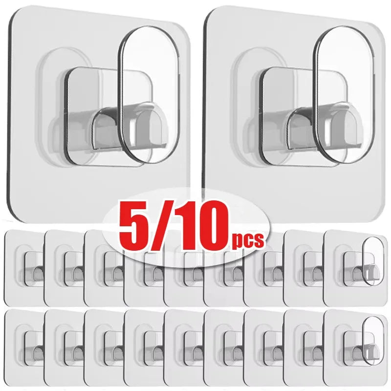 5/10PC Self Adhesive Wall Hooks Strong Sticky Transparent Traceless Kitchen Bedroom Wall Hook Storage Holders Wholesale