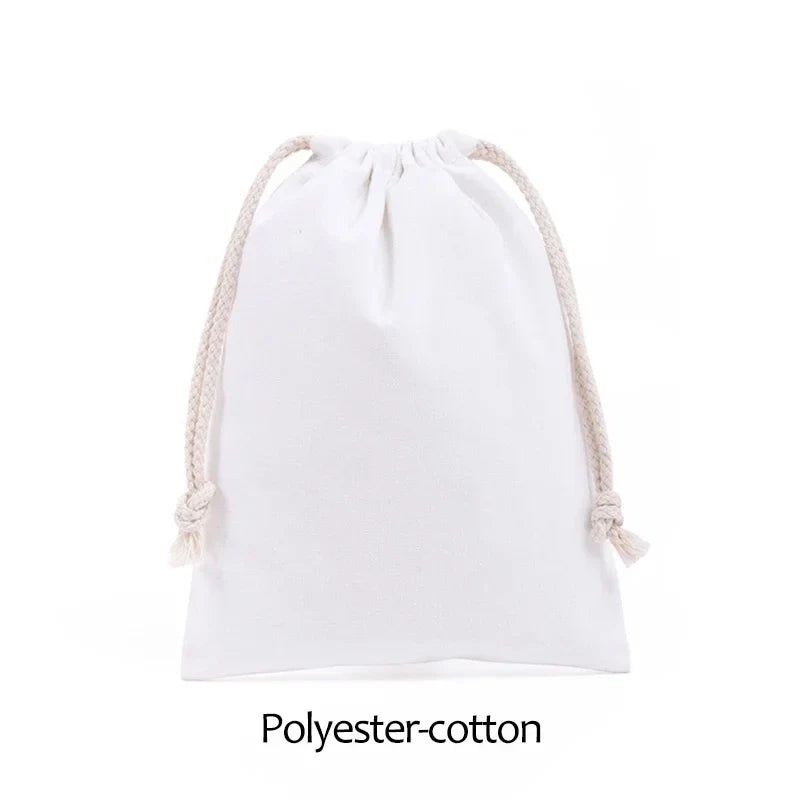 Cotton Cloth Gift Packaging Bag Drawstring Storage Bags White Canvas Bags for Candy Reusable Pouch Home Sundries Organize Sacks