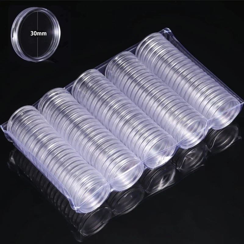 21-45mm Transparents Plastic Coinning Holder Box 10/100pcs Storage Case for Coinning Capsules, Collecting & Protection Containe
