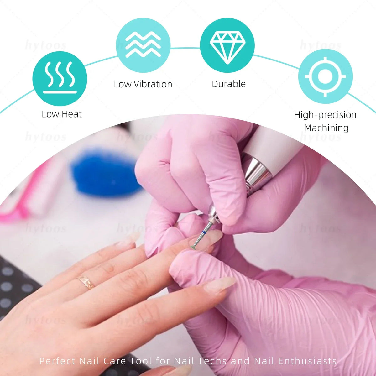HYTOOS 4mm Inverted Cone Diamond Drill Bit - Russian Cuticle & Dead Skin Remover Pro Safe Nail Cleaner Tool for Manicure
