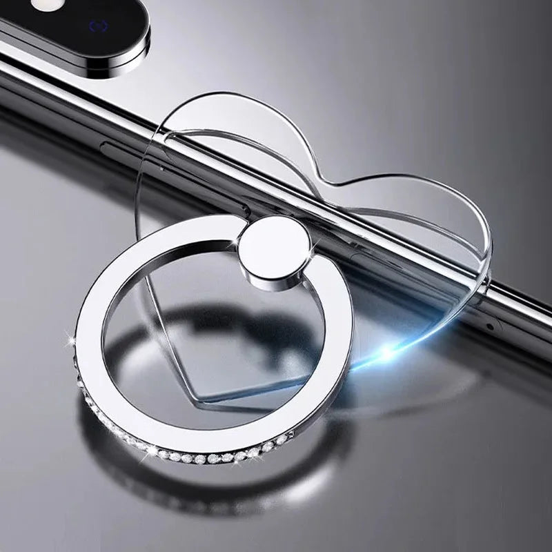 Cell Phone Ring Holder Stand Diamond Transparent Finger Grip Clear 360 Degree Rotation Kickstand Compatible iPhones