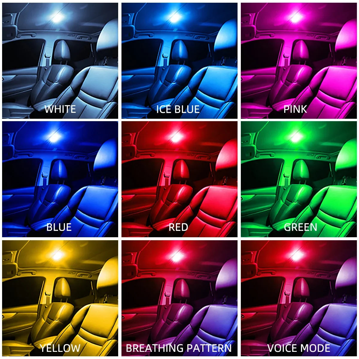 Car LED Touch Light Mini Wireless Car Interior Lighting Magnet Base Car Ceiling Light for Door Foot Trunk Storage USB Charging
