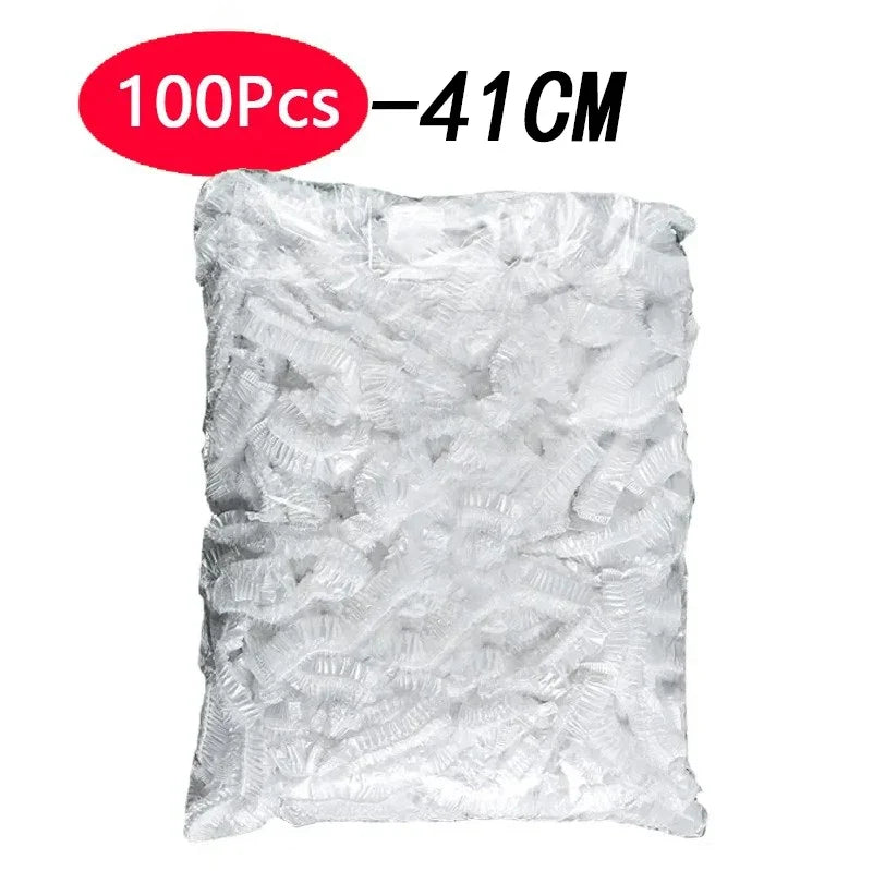 Disposable Food Cover Plastic Wrap Fruit Food Bowl Cover Bags Shower Cap Elastic Food Grade Storage Bag Kitchen Organizer ﻿