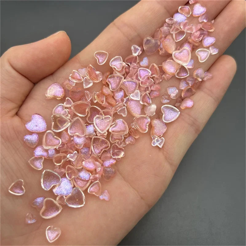 50PCS Accessories Resin Kawaii Nail Art Charms Cartoon Heart Nail Decorations Mixed Size Bulk Manicure Rhinestones Jewelry DIY