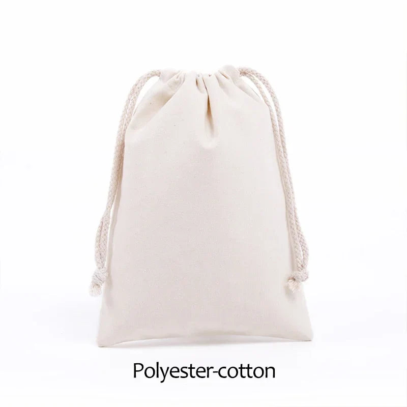 Cotton Cloth Gift Packaging Bag Drawstring Storage Bags White Canvas Bags for Candy Reusable Pouch Home Sundries Organize Sacks