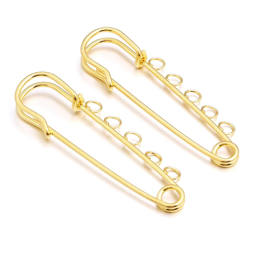 5-10pcs/lot Gold Safety Pins Brooches Blank Base Brooch Pin with Holes Fasteners Pin For DIY Jewelry Making Supplies Accessories