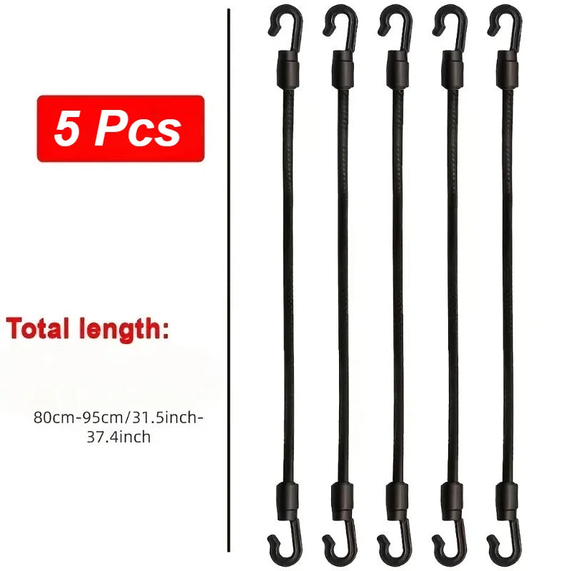 2/5 PCS Heavy-Duty Elastic Ropes with Hooks Suitable for Home, Travel, And Camping Equipment, Bicycles/Motorcycles Universal