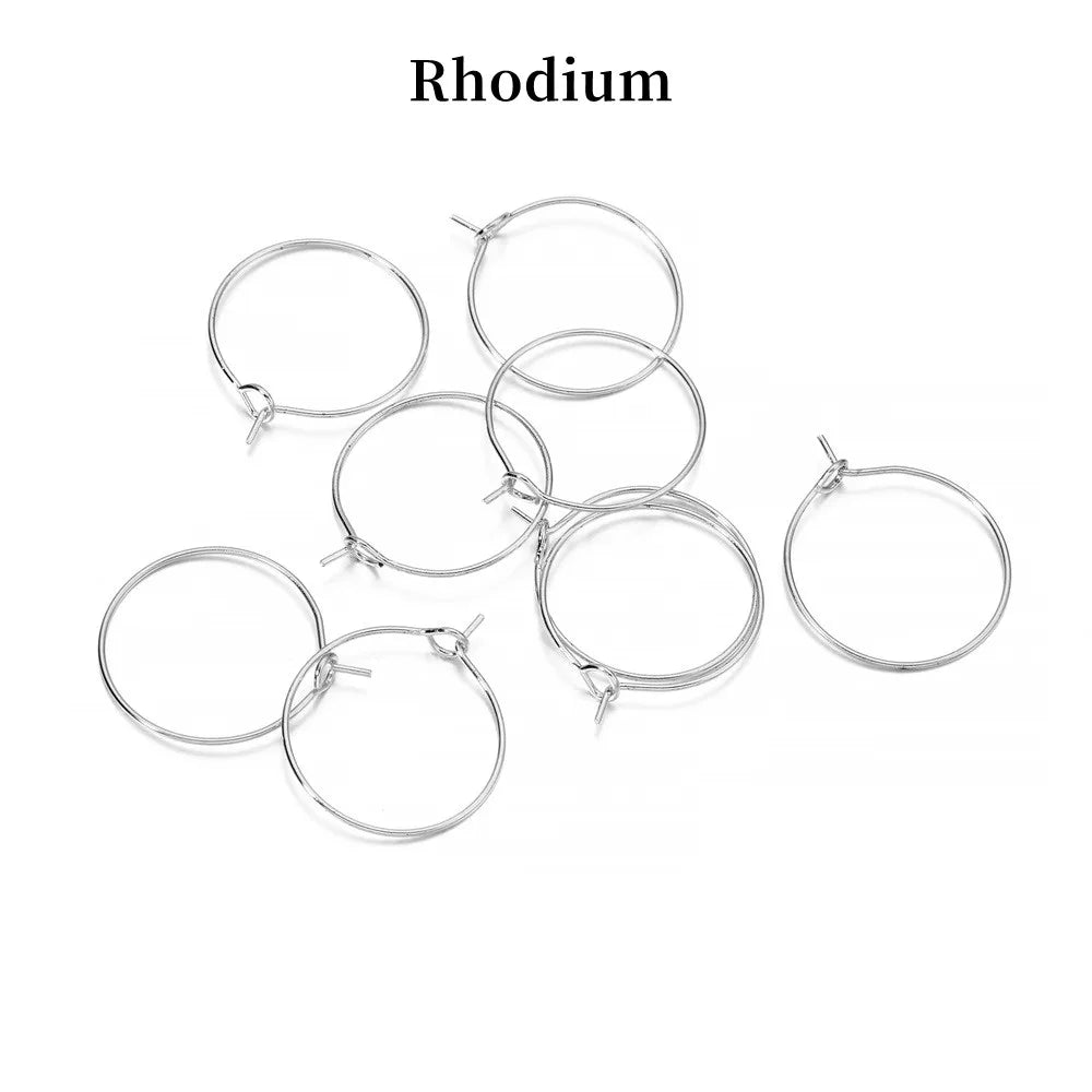 50pcs/lot 20 25 30 35 mm  KC Gold Hoops Earrings Big Circle Ear Wire Hoops Earrings Wires For DIY Jewelry Making Supplies