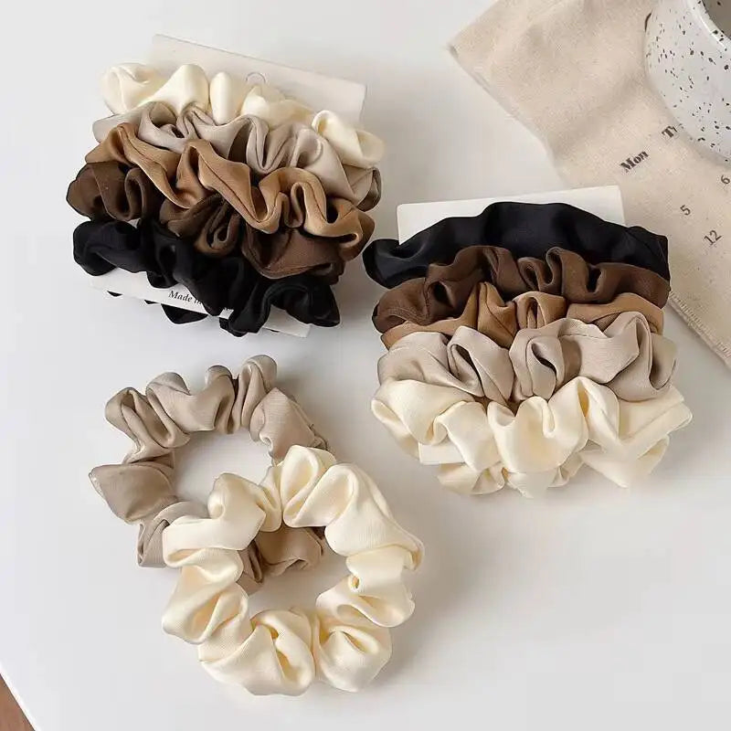 3/5Pcs Elegant Ponytail Holder Rubber Band Elastic Hairband Hair Accessories Silk Satin Scrunchies Women Solid Color Hair Rope