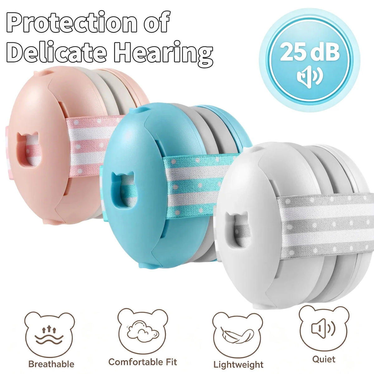 YHKEMA 0-3Years Old Child Baby Ear 25dB Defenders Children Muffs Noise Reduction Earmuffs Protectors Noise Reduce Headphones