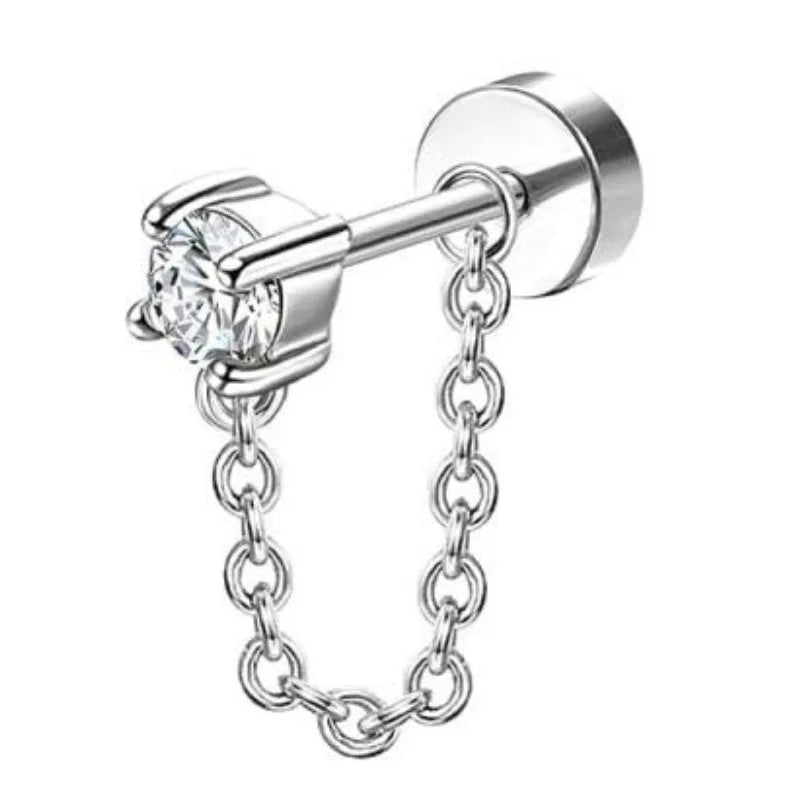 Bobisty 1pc Earrings for Sensitive Ears Surgical Stainless Steel Earrings for Women Dainty Flat Back Earring Stud Hoop Cartilage