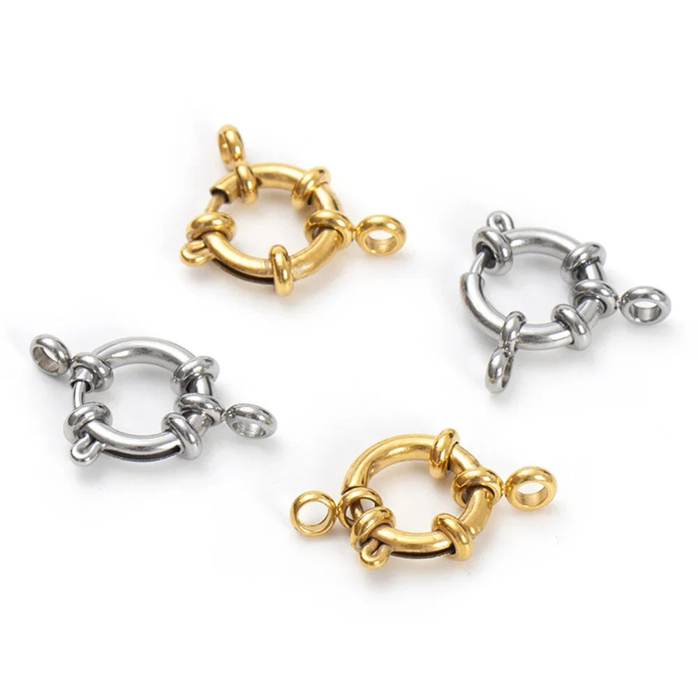 4pcs Stainless Steel Gold Round Spring Ring Clasp Necklace Link Connector for DIY Bracelet Jewelry Making Supplies Accessories