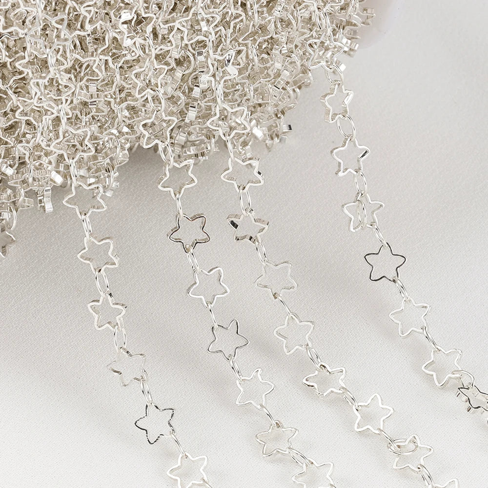 1Meter 5mm Hollow Star Copper Chains Link Handmade DIY Necklace Bracelet Anklets Jewelry Making Supplies