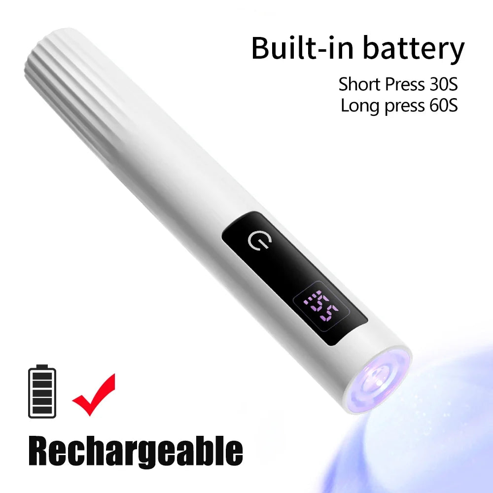 YIKOOLIN Mini Handheld UV Light Nail Lamp with Stand Handheld UV Light with Display for Gel Nail Rechargeable USB Nail Dryer