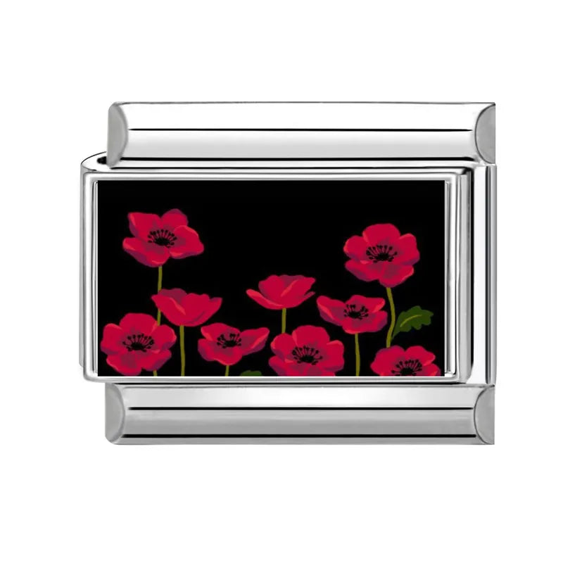 Y2K Red Flowers Moon Black Heart Eyes Star Sun Cat Italian Charm Fit 9mm Stainless Steel Women Fashion Bracelet DIY Jewelry Gift