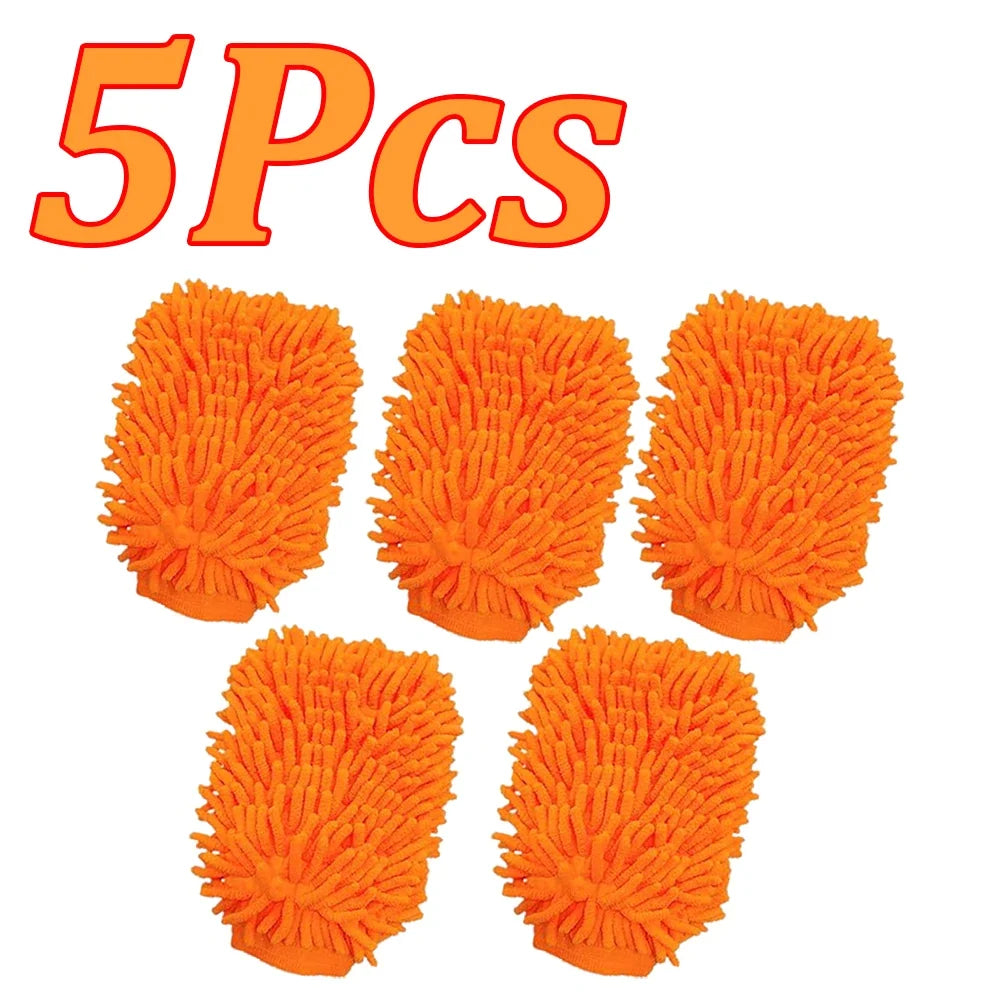 1-10Pcs Double Sided Chenille Auto Gloves Microfiber Cleaning Gloves Cleaning Windows Car Wash Kit for Cleaning Cars, Trucks