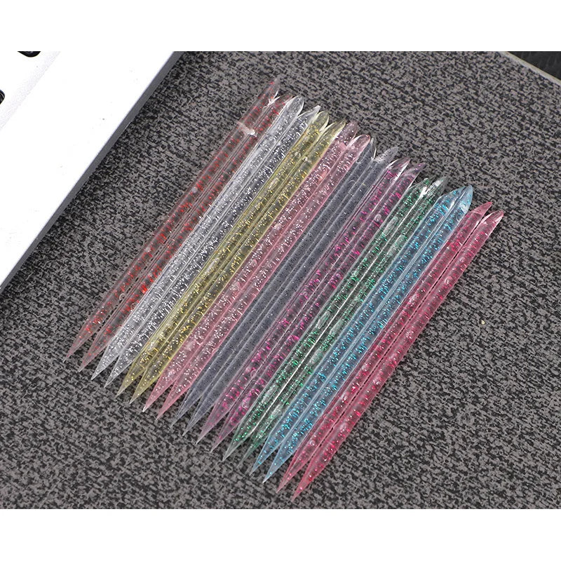 50Pcs/Bag Reusable Double-head Crystal Cuticle Pusher Cuticle Removal Tool Orange Wood Nails Pedicure Care Drill Stick Tools